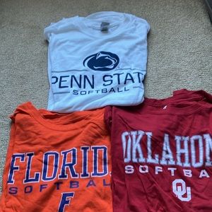 3 size large college softball T-shirts